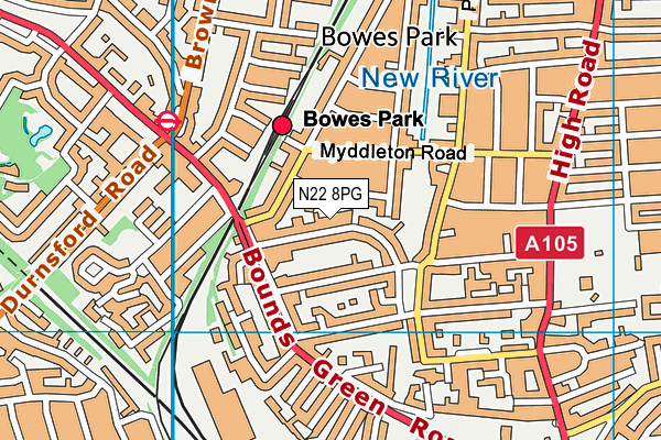 N22 8PG map - OS VectorMap District (Ordnance Survey) N22 8PG map - OS VectorMap District (Ordnance Survey)