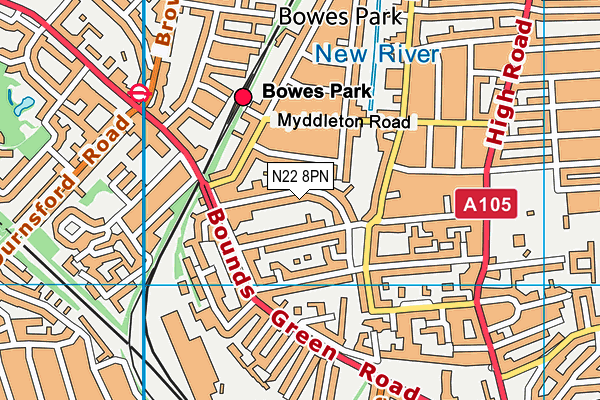 N22 8PN map - OS VectorMap District (Ordnance Survey) N22 8PN map - OS VectorMap District (Ordnance Survey)