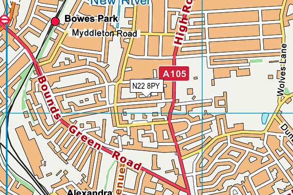 N22 8PY map - OS VectorMap District (Ordnance Survey) N22 8PY map - OS VectorMap District (Ordnance Survey)