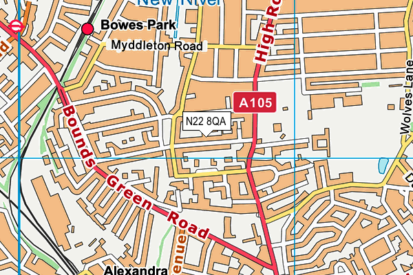 N22 8QA map - OS VectorMap District (Ordnance Survey) N22 8QA map - OS VectorMap District (Ordnance Survey)