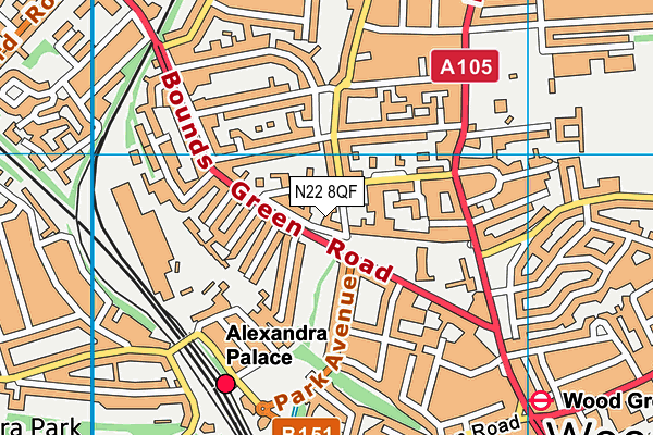 N22 8QF map - OS VectorMap District (Ordnance Survey) N22 8QF map - OS VectorMap District (Ordnance Survey)