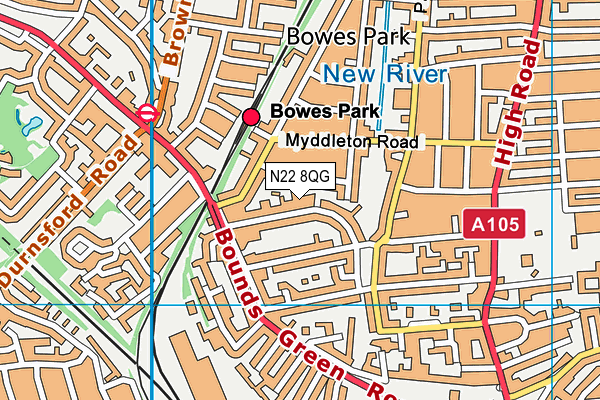 N22 8QG map - OS VectorMap District (Ordnance Survey) N22 8QG map - OS VectorMap District (Ordnance Survey)