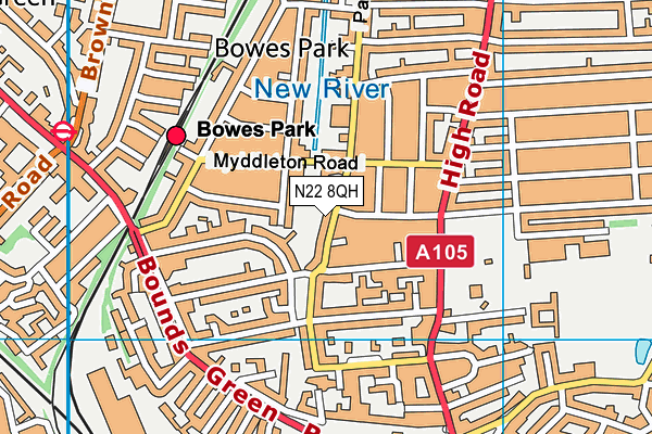 N22 8QH map - OS VectorMap District (Ordnance Survey) N22 8QH map - OS VectorMap District (Ordnance Survey)