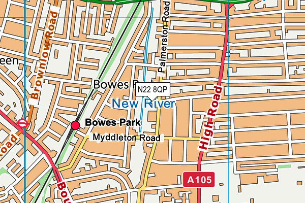 N22 8QP map - OS VectorMap District (Ordnance Survey) N22 8QP map - OS VectorMap District (Ordnance Survey)