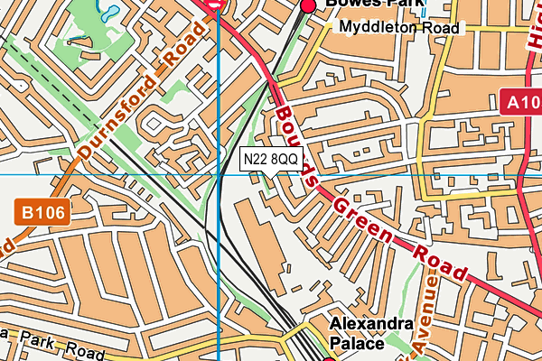 N22 8QQ map - OS VectorMap District (Ordnance Survey) N22 8QQ map - OS VectorMap District (Ordnance Survey)