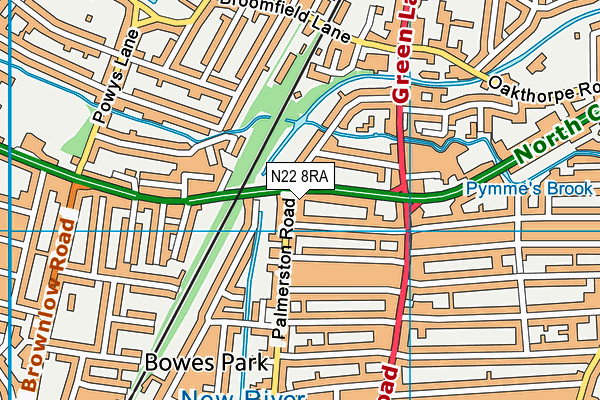 N22 8RA map - OS VectorMap District (Ordnance Survey) N22 8RA map - OS VectorMap District (Ordnance Survey)
