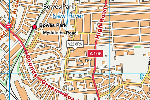 N22 8RN map - OS VectorMap District (Ordnance Survey) N22 8RN map - OS VectorMap District (Ordnance Survey)