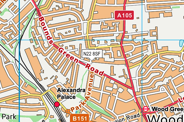 N22 8SF map - OS VectorMap District (Ordnance Survey) N22 8SF map - OS VectorMap District (Ordnance Survey)