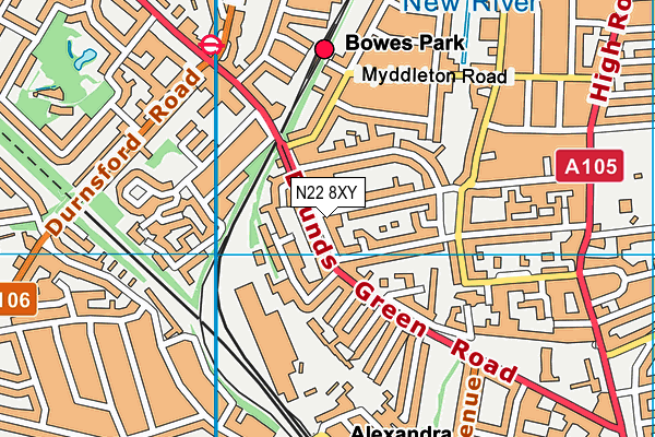 N22 8XY map - OS VectorMap District (Ordnance Survey) N22 8XY map - OS VectorMap District (Ordnance Survey)