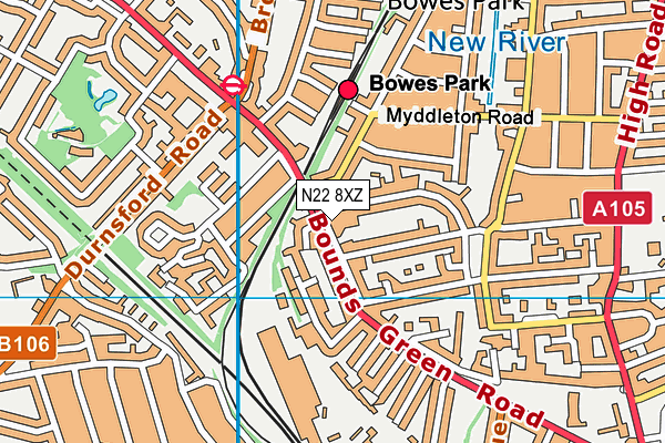 N22 8XZ map - OS VectorMap District (Ordnance Survey) N22 8XZ map - OS VectorMap District (Ordnance Survey)