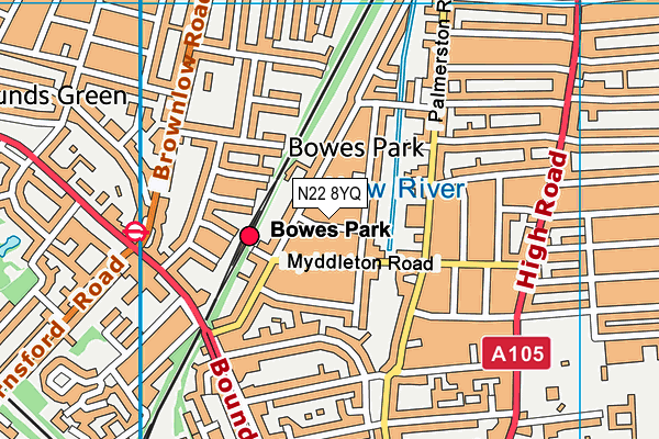 N22 8YQ map - OS VectorMap District (Ordnance Survey) N22 8YQ map - OS VectorMap District (Ordnance Survey)