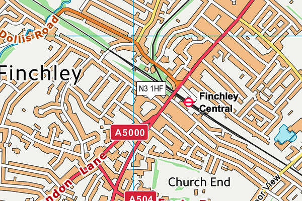 N3 1HF map - OS VectorMap District (Ordnance Survey)