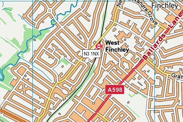 N3 1NX map - OS VectorMap District (Ordnance Survey) N3 1NX map - OS VectorMap District (Ordnance Survey)