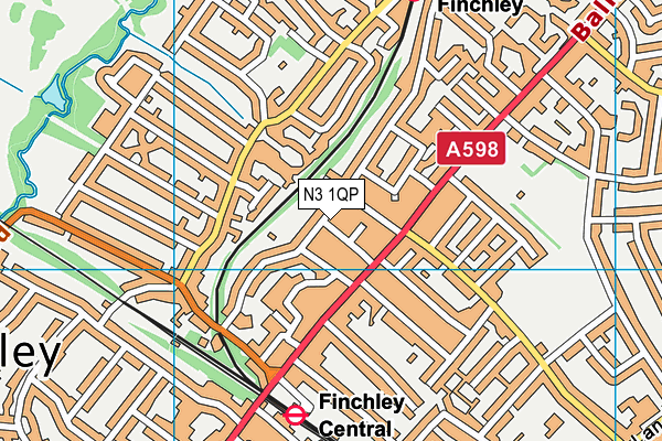 N3 1QP map - OS VectorMap District (Ordnance Survey)