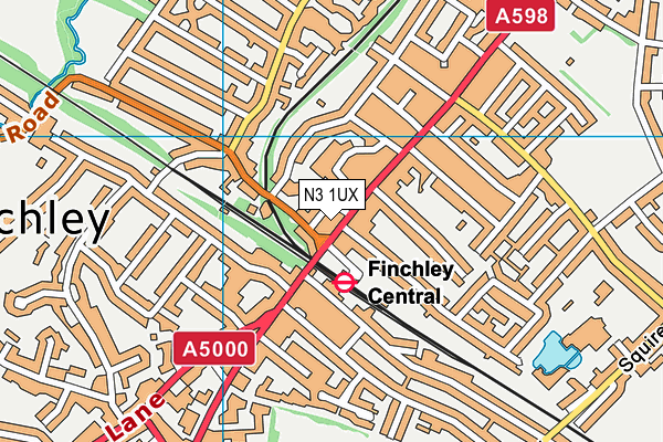 N3 1UX map - OS VectorMap District (Ordnance Survey)