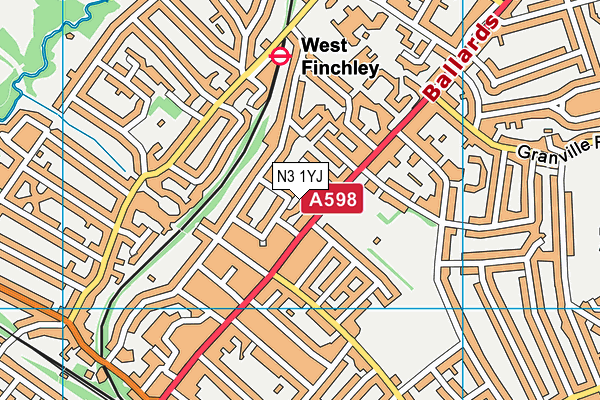 N3 1YJ map - OS VectorMap District (Ordnance Survey)