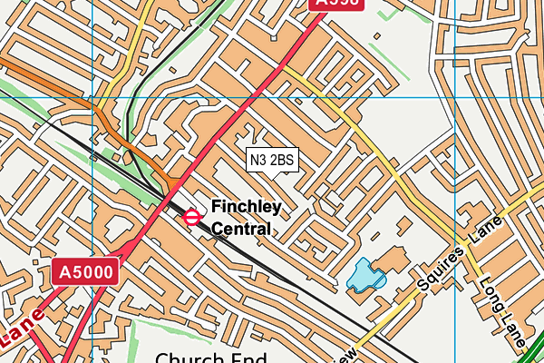N3 2BS map - OS VectorMap District (Ordnance Survey) N3 2BS map - OS VectorMap District (Ordnance Survey)