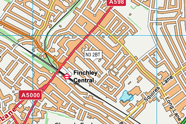 N3 2BT map - OS VectorMap District (Ordnance Survey) N3 2BT map - OS VectorMap District (Ordnance Survey)