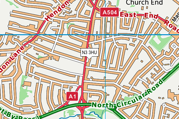 N3 3HU map - OS VectorMap District (Ordnance Survey)