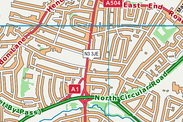 N3 3JE map - OS VectorMap District (Ordnance Survey)