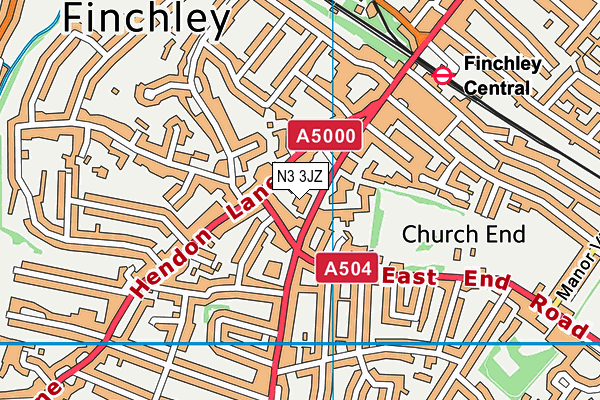 N3 3JZ map - OS VectorMap District (Ordnance Survey) N3 3JZ map - OS VectorMap District (Ordnance Survey)