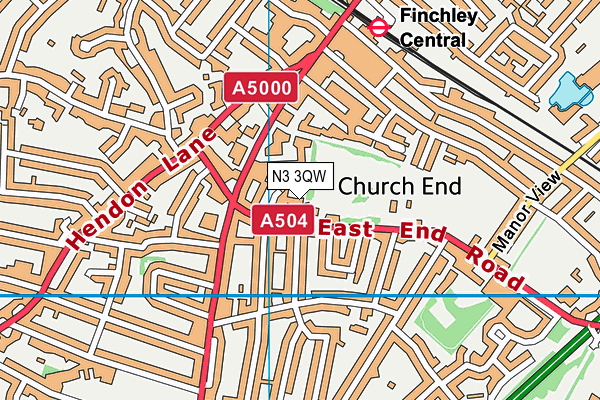 N3 3QW map - OS VectorMap District (Ordnance Survey) N3 3QW map - OS VectorMap District (Ordnance Survey)