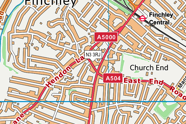 N3 3RJ map - OS VectorMap District (Ordnance Survey) N3 3RJ map - OS VectorMap District (Ordnance Survey)