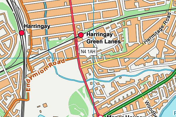 N4 1AH map - OS VectorMap District (Ordnance Survey)