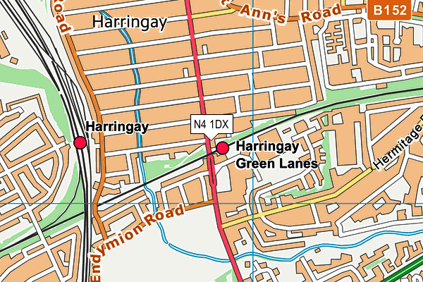 N4 1DX map - OS VectorMap District (Ordnance Survey)