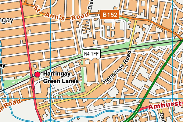 N4 1FF map - OS VectorMap District (Ordnance Survey)