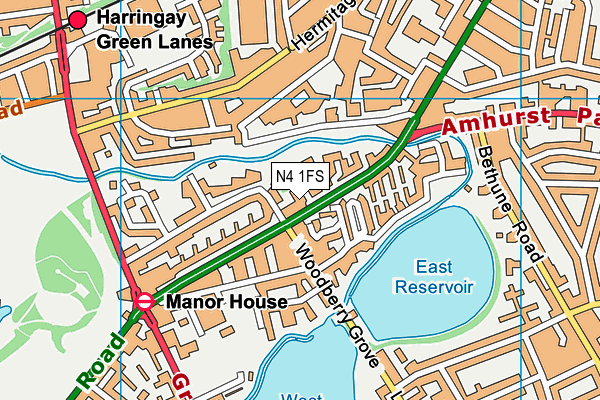 N4 1FS map - OS VectorMap District (Ordnance Survey) N4 1FS map - OS VectorMap District (Ordnance Survey)