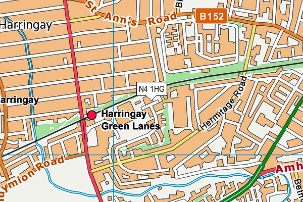 N4 1HG map - OS VectorMap District (Ordnance Survey)