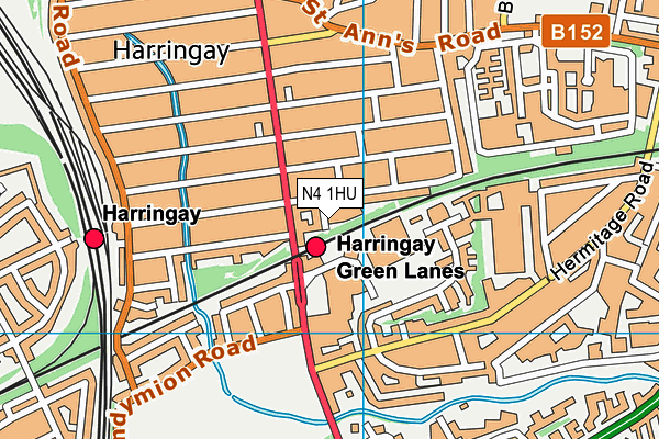 N4 1HU map - OS VectorMap District (Ordnance Survey)