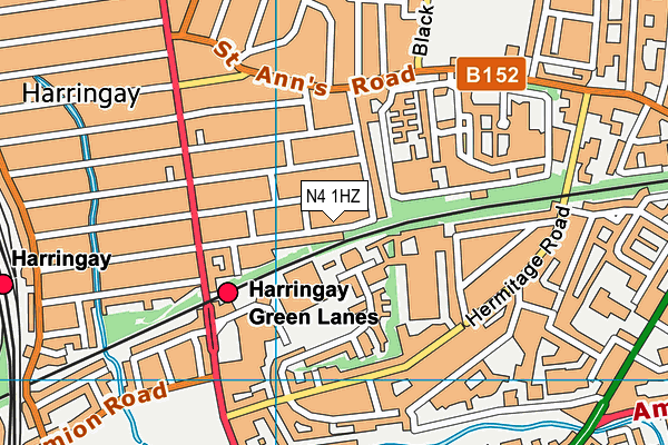 N4 1HZ map - OS VectorMap District (Ordnance Survey)