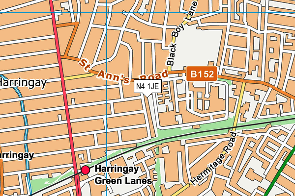N4 1JE map - OS VectorMap District (Ordnance Survey)