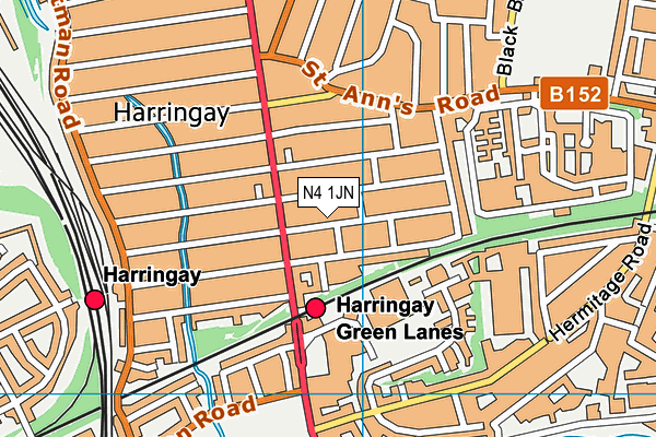N4 1JN map - OS VectorMap District (Ordnance Survey)
