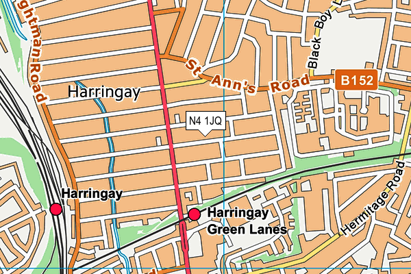 N4 1JQ map - OS VectorMap District (Ordnance Survey)