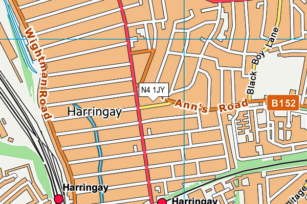 N4 1JY map - OS VectorMap District (Ordnance Survey) N4 1JY map - OS VectorMap District (Ordnance Survey)