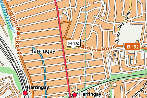 N4 1JZ map - OS VectorMap District (Ordnance Survey) N4 1JZ map - OS VectorMap District (Ordnance Survey)