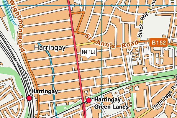N4 1LJ map - OS VectorMap District (Ordnance Survey)
