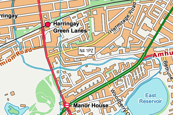 N4 1PZ map - OS VectorMap District (Ordnance Survey)