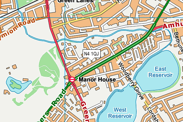 N4 1QJ map - OS VectorMap District (Ordnance Survey)