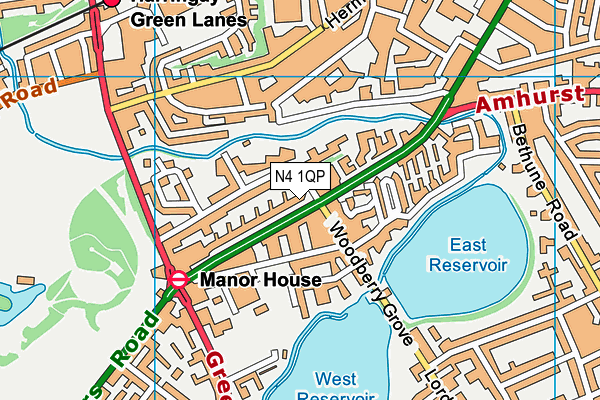 N4 1QP map - OS VectorMap District (Ordnance Survey)