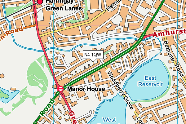 N4 1QW map - OS VectorMap District (Ordnance Survey)