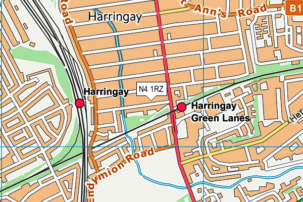 N4 1RZ map - OS VectorMap District (Ordnance Survey) N4 1RZ map - OS VectorMap District (Ordnance Survey)
