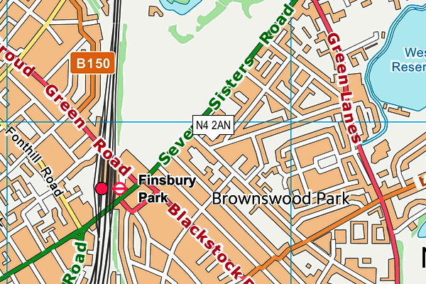 N4 2AN map - OS VectorMap District (Ordnance Survey)
