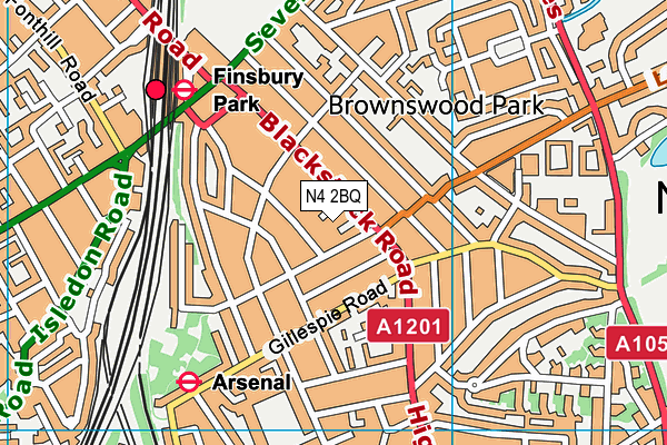 N4 2BQ map - OS VectorMap District (Ordnance Survey)
