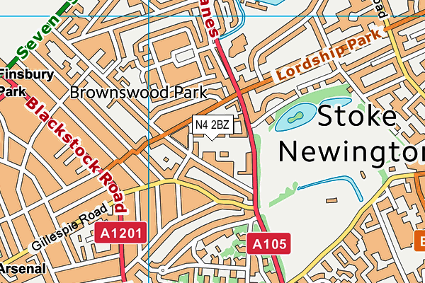 N4 2BZ map - OS VectorMap District (Ordnance Survey)