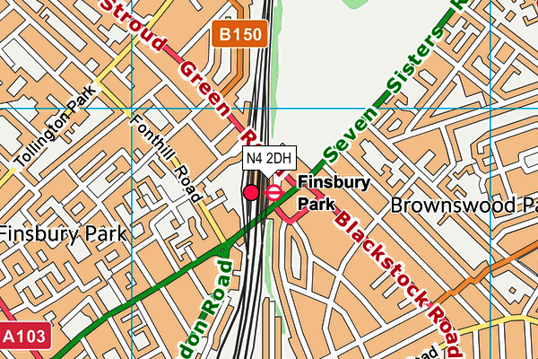 N4 2DH map - OS VectorMap District (Ordnance Survey)