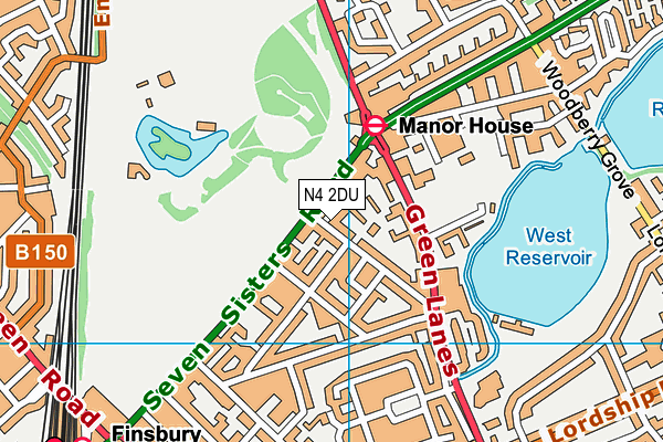 N4 2DU map - OS VectorMap District (Ordnance Survey)